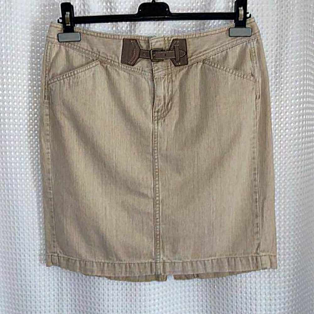 Women’s Vintage Ralph Lauren belted‎ 100% cotton beige mini jean Skirt size 6
